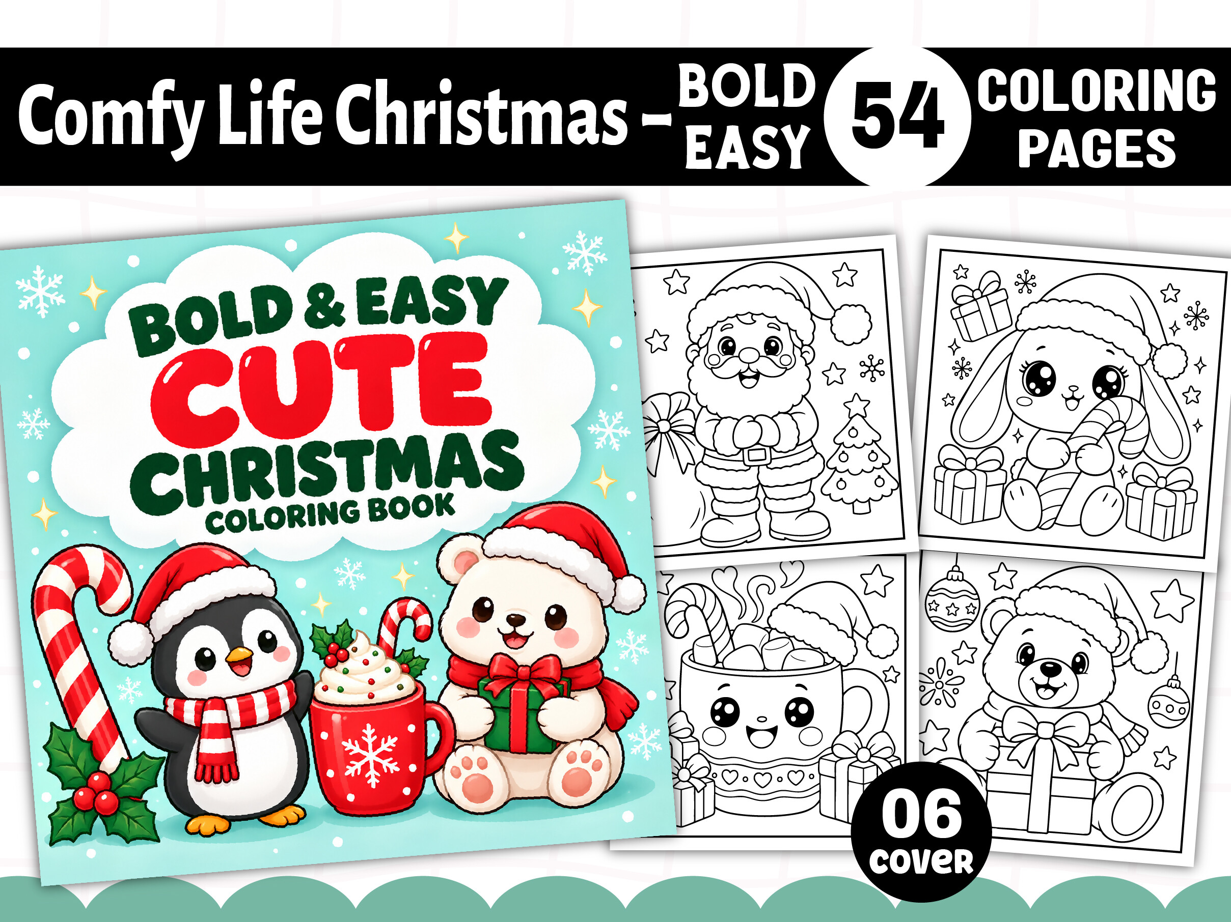 Bold Easy Cute Christmas Coloring Book
