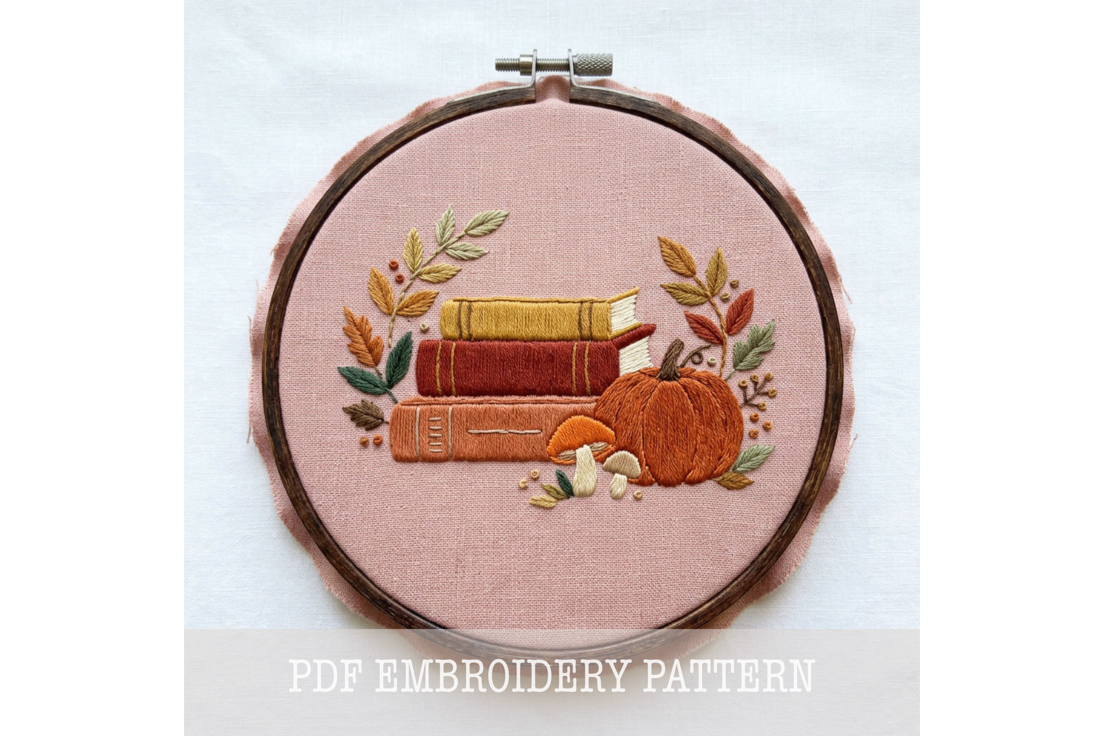 Book Stack Pumpkin Embroidery Pattern