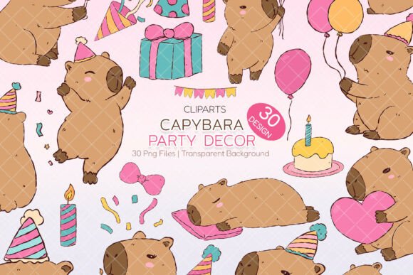 Capybara Party Decor Birthday 30 PNG