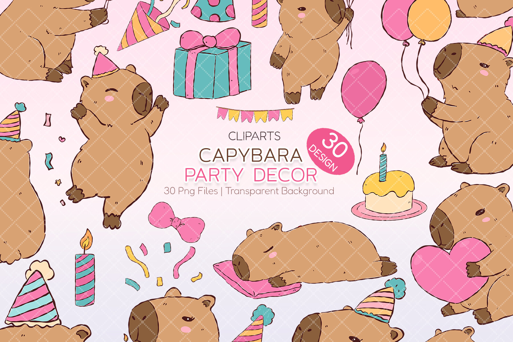Capybara Party Decor Birthday 30 PNG