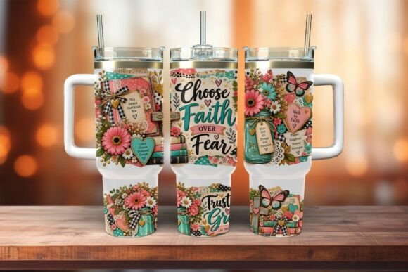 Choose Faith over Fear 40oz Tumbler Wrap Graphic Tumbler Wraps By little rabbit 995