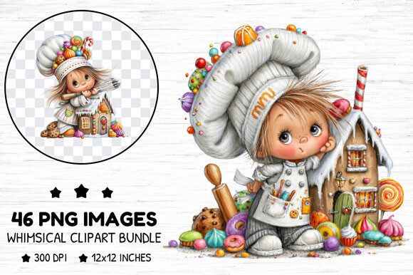 Christmas Baking Girl Clipart Bundle
