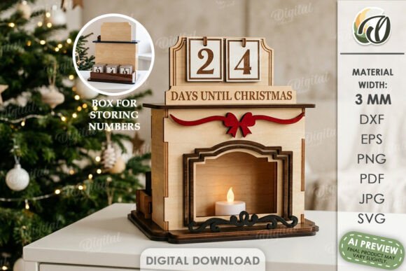 Christmas Countdown Calendar Laser Cut laser cut file