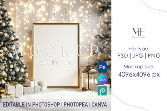 Christmas Frame Mockup A1, Holiday Poste