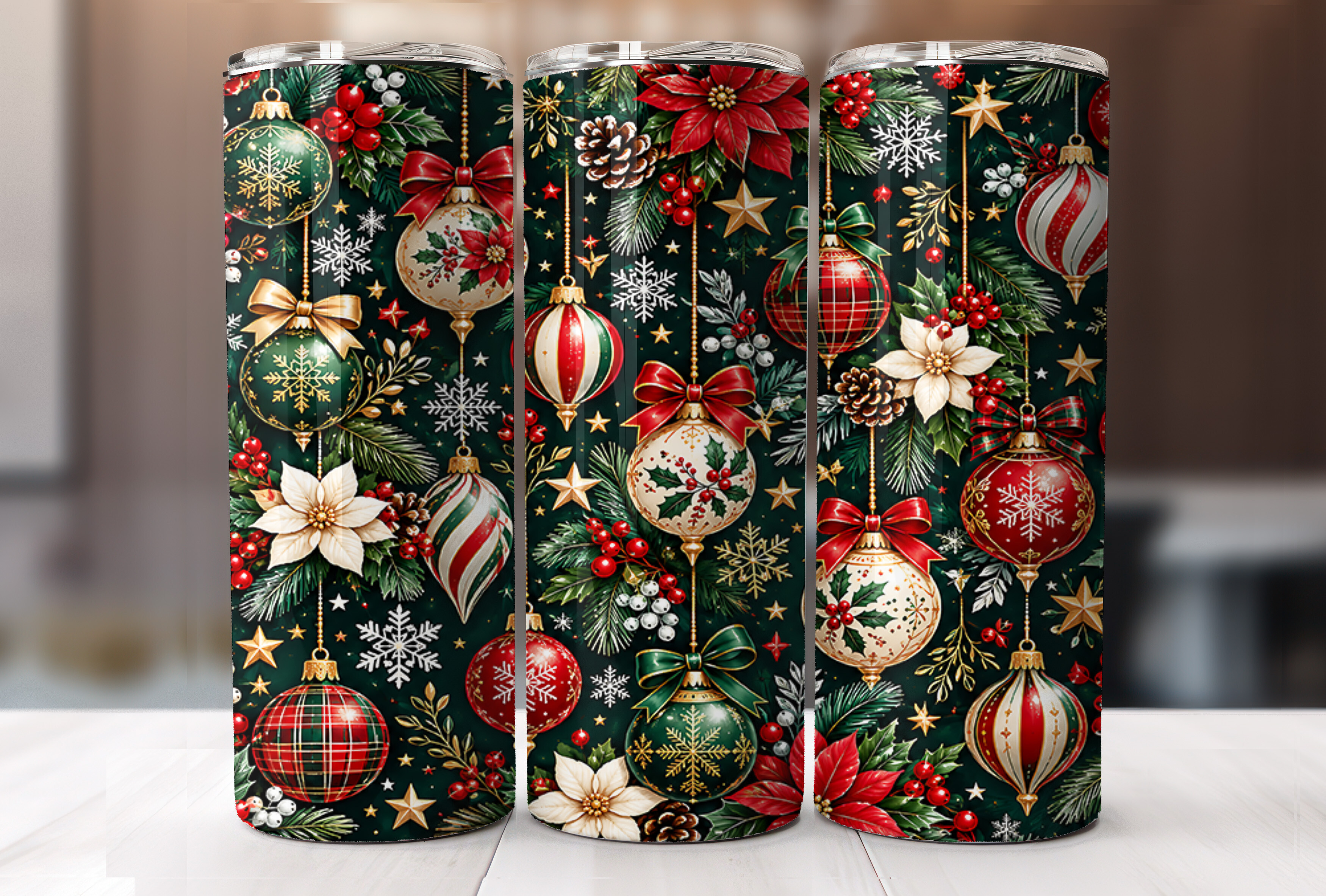 Christmas Ornament Poinsettia Tumbler