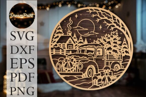Christmas Pickup Truck SVG