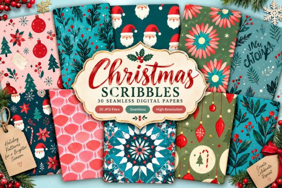 Christmas Scribbles Digital Seamless