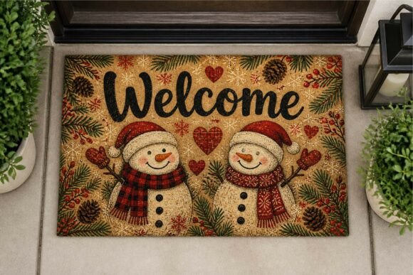 Christmas Snowman Welcome Doormat PNG