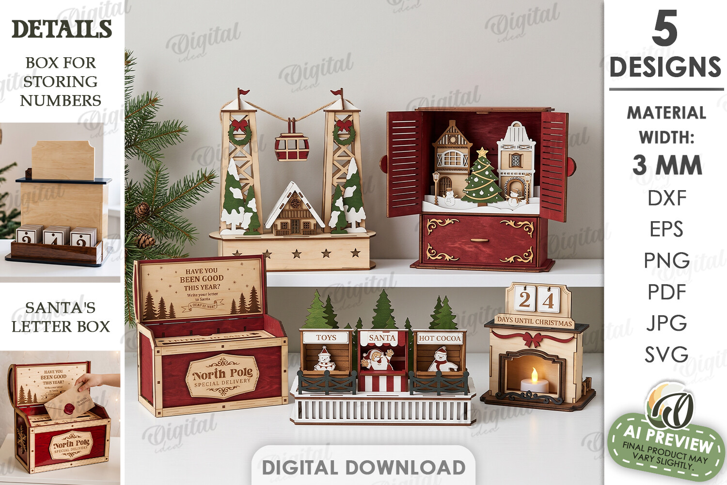 Christmas Stand Decor Bundle Laser Cut laser cut file