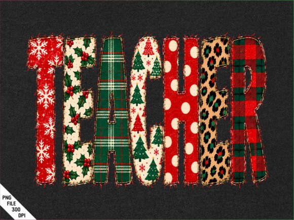 Christmas Teacher Plaid Leopard PNG
