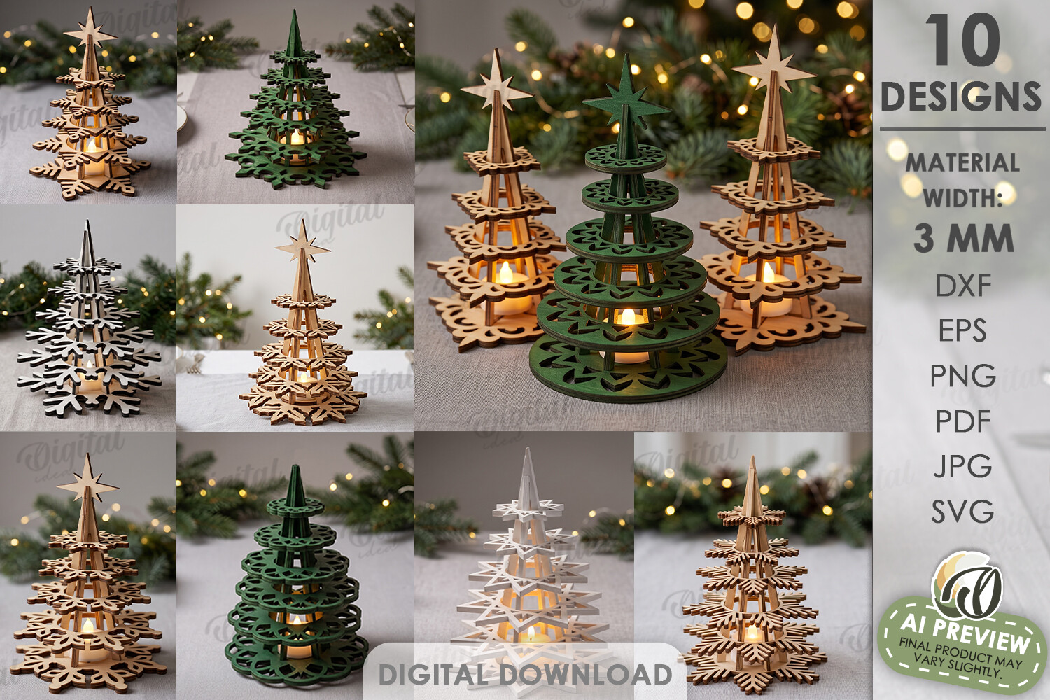 Christmas Trees Candle Holders Bundle