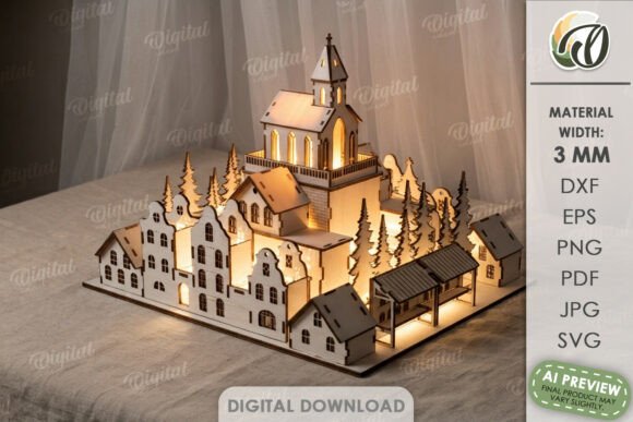 Christmas Village Light Stand Laser Cut laser cut file
