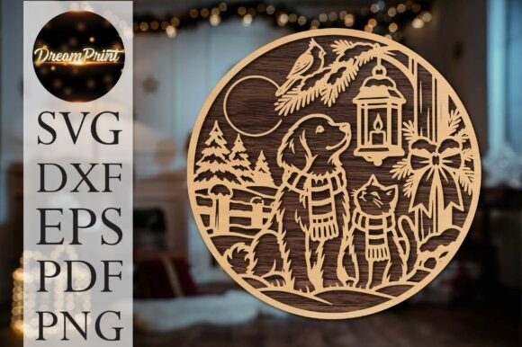 Christmas Wolf & Cat SVG