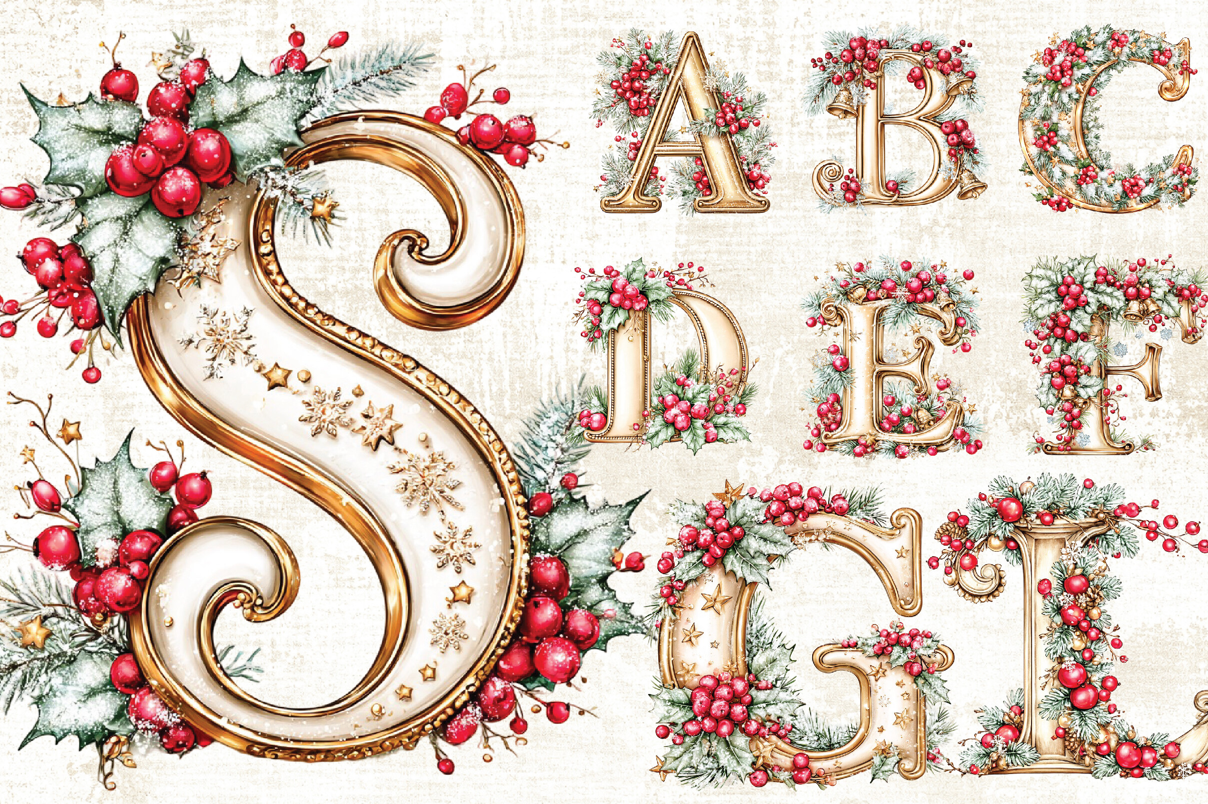 Christmas Alphabet Clipart