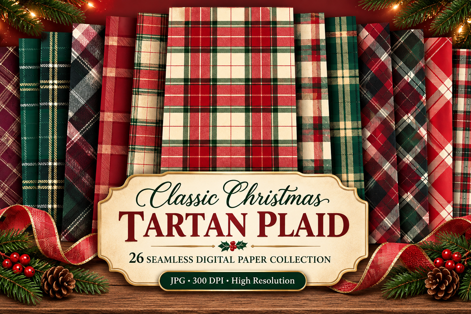 Classic Christmas Tartan Plaid Seamless