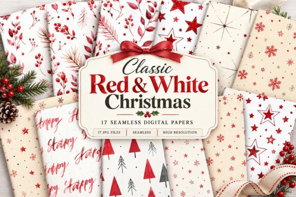 Classic Red & White Christmas Digital