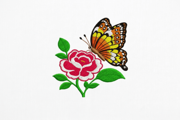 Cottagecore Butterfly and Floral Rose
