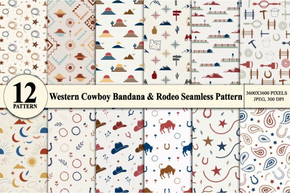 Cowboy Bandana & Rodeo Seamless Patterns