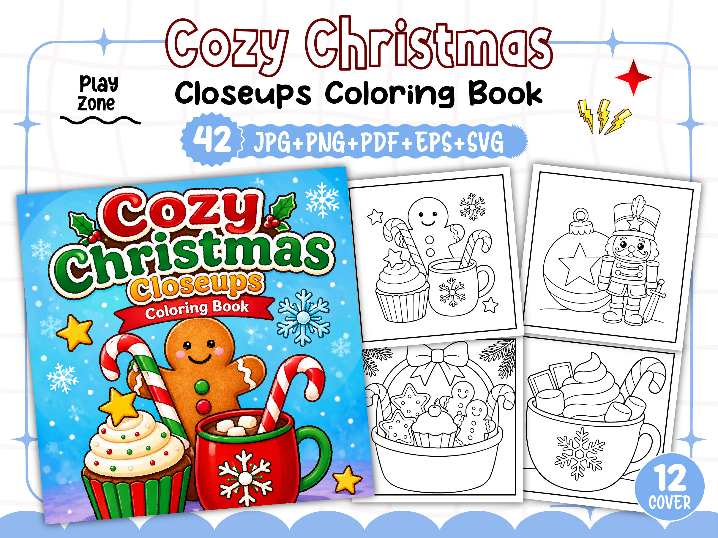 Cozy Christmas Closeups Coloring Book