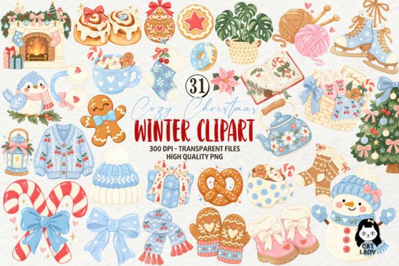 Cozy Christmas Winter Clipart Set