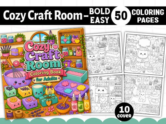 Cozy Craft Room Coloring Book for Adults