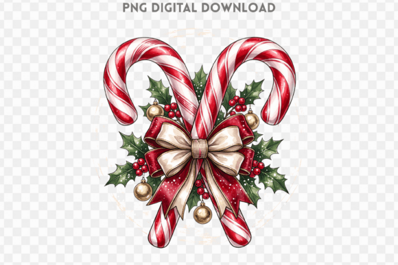 Cute Candy Cane Christmas PNG