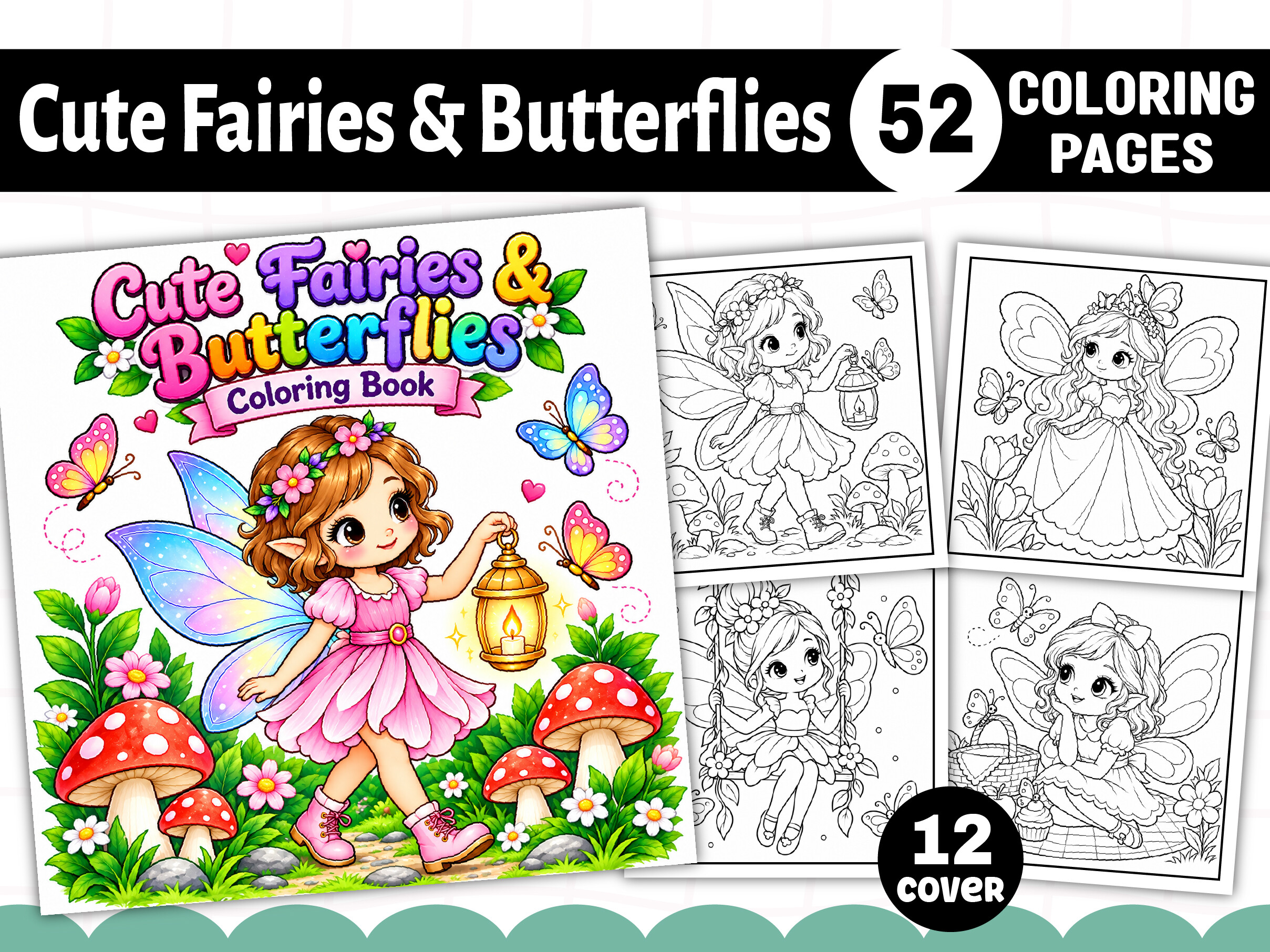 Cute Fairies & Butterflies Coloring Book