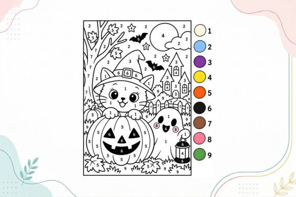 Cute Halloween Cat Coloring Page