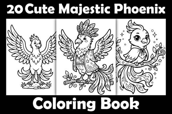 Cute Majestic Phoenix Coloring Book