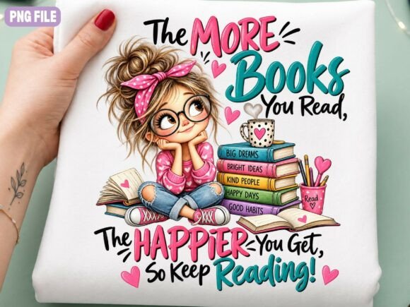 Cute Reading Girl Illustration PNG, Book