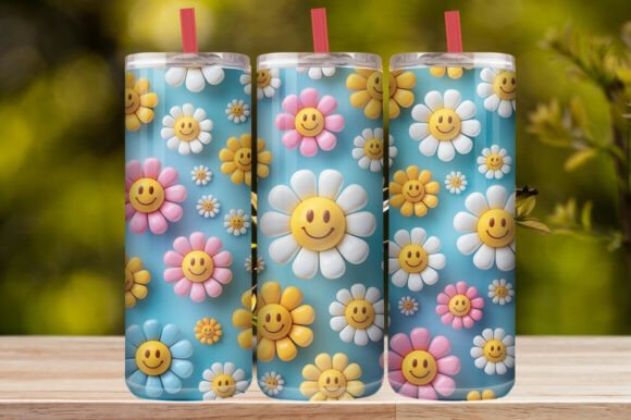 Cute Smiley Daisy Tumbler Wrap