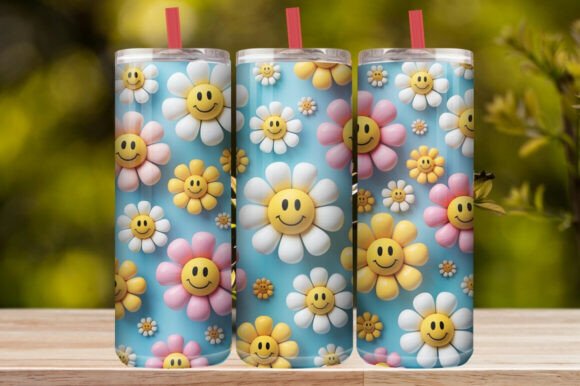 Cute Smiley Daisy Tumbler Wrap