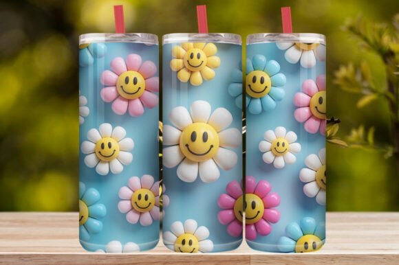 Cute Smiley Daisy Tumbler Wrap