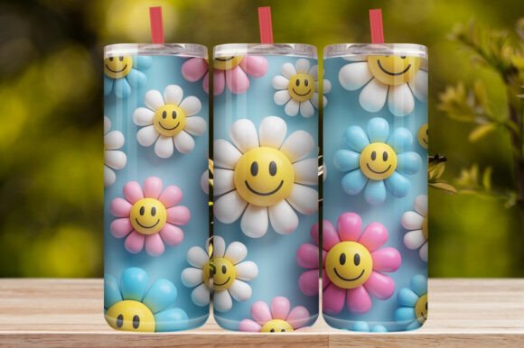 Cute Smiley Daisy Tumbler Wrap