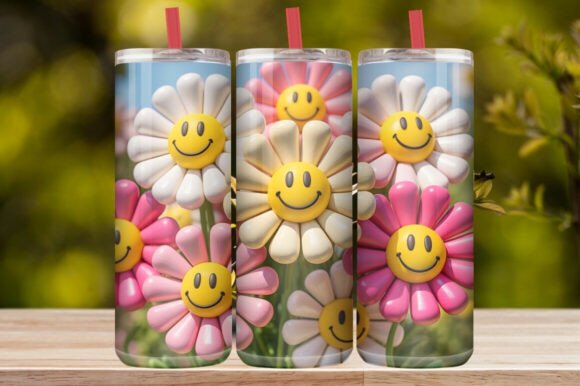 Cute Smiley Daisy Tumbler Wrap