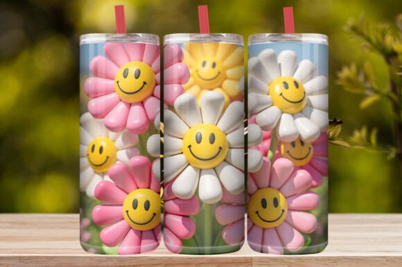 Cute Smiley Daisy Tumbler Wrap