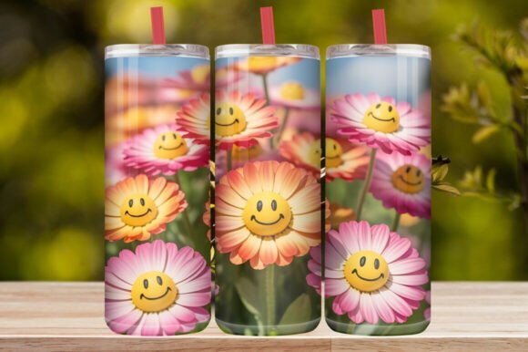 Cute Smiley Daisy Tumbler Wrap