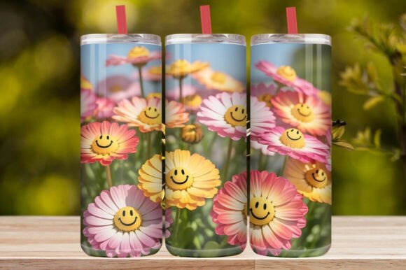 Cute Smiley Daisy Tumbler Wrap