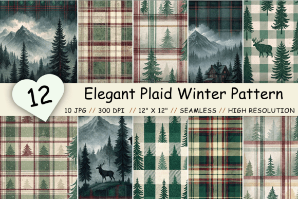 Elegant Plaid Winter Pattern Bundle