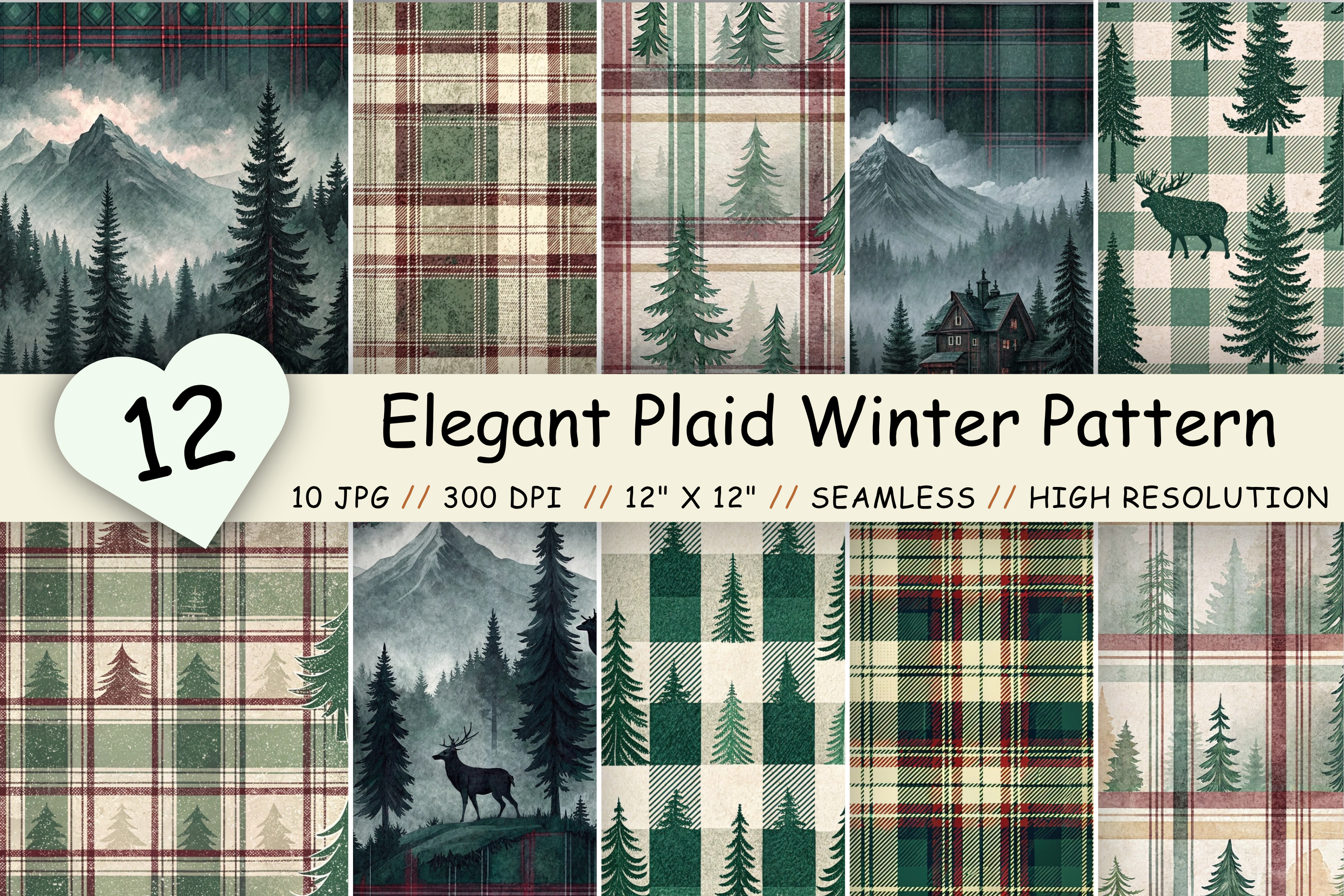 Elegant Plaid Winter Pattern Bundle