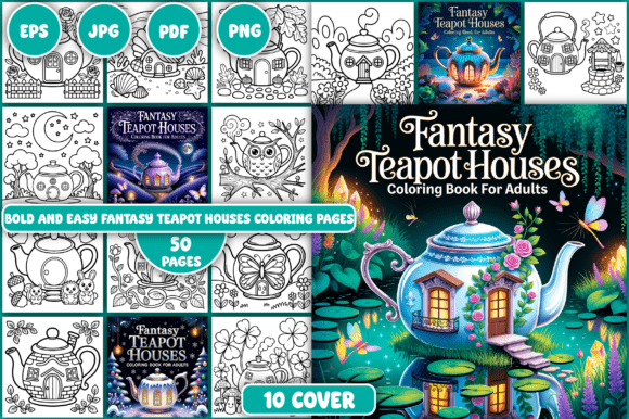Fantasy Teapot Houses Coloring Pages