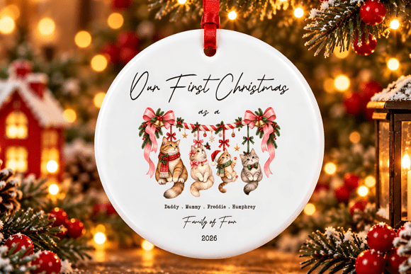First Christmas Family Cat Ornament PNG