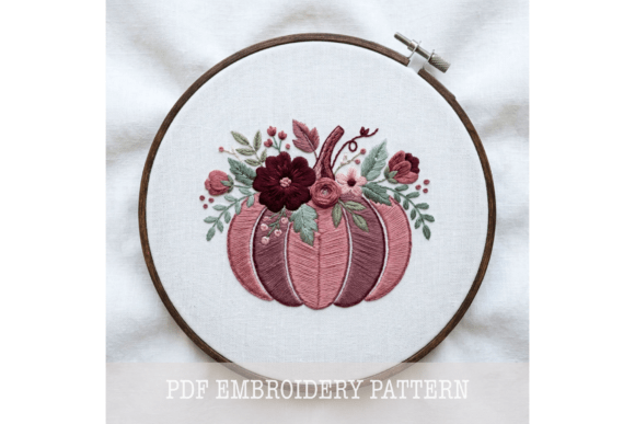 Floral Crown Pumpkin Embroidery Pattern