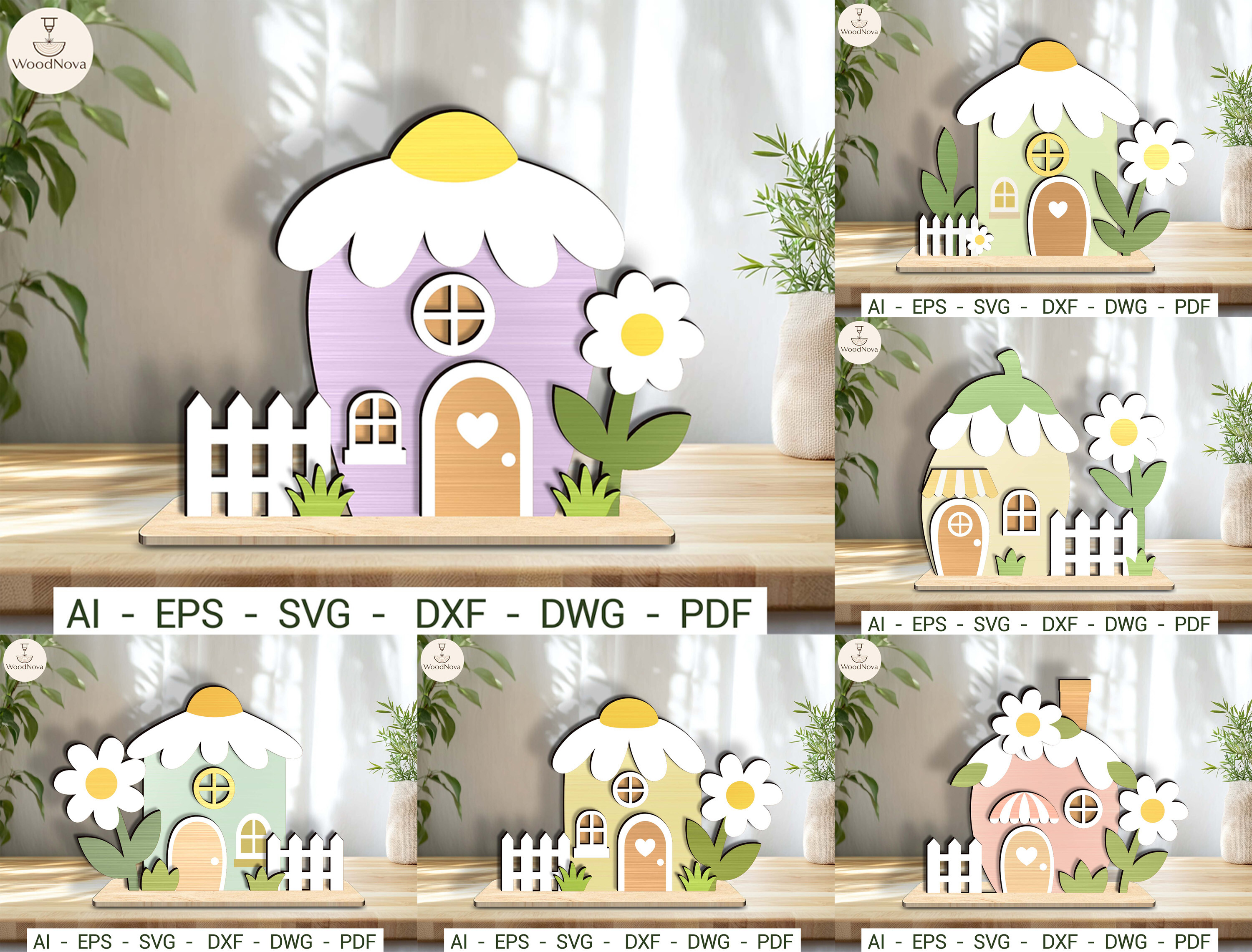 Flower Cottage Shelf Sitter SVG Bundle