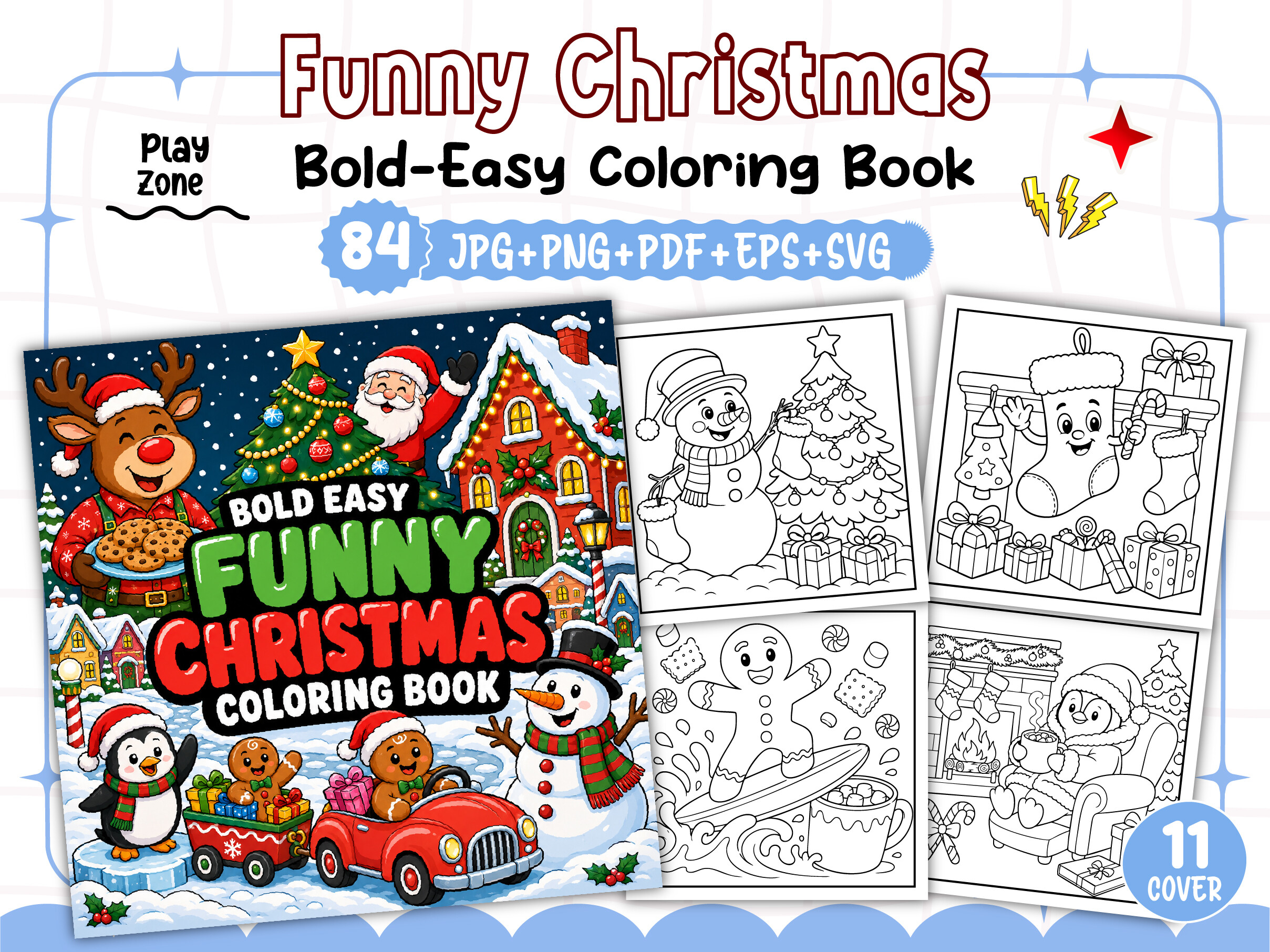 Funny Christmas Coloring Book Bold Easy