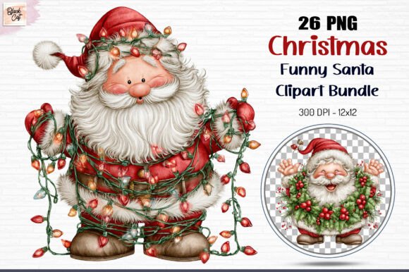 Funny Christmas Santa Clipart Bundle