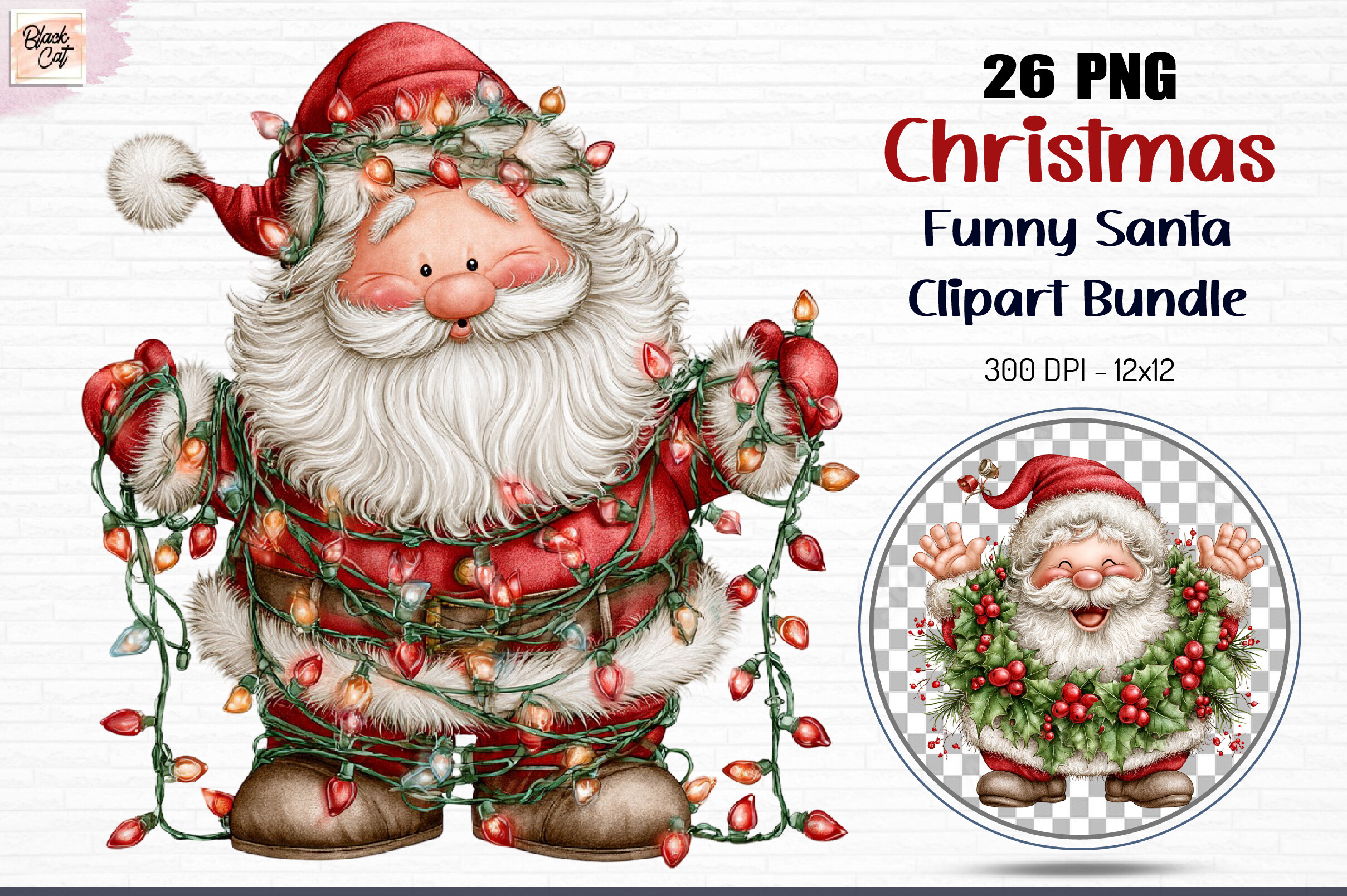 Funny Christmas Santa Clipart Bundle