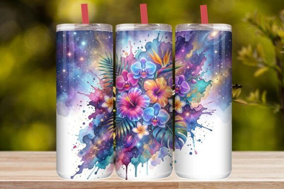 Galaxy Tropical Floral Watercolor