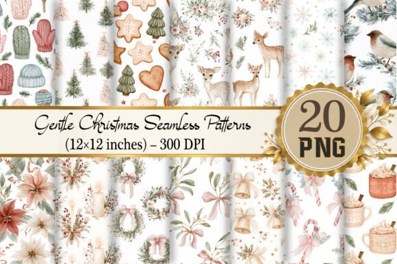Gentle Christmas Seamless Patterns