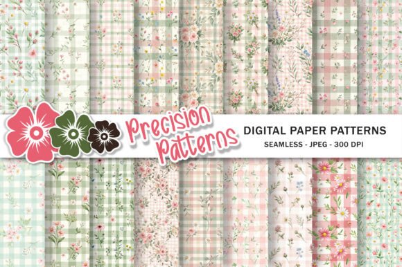 Gingham Flower Seamless Patterns
